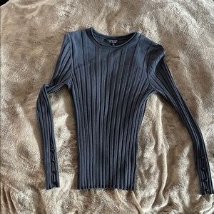 Topshop Ribbed Long Sleeve Top - Black size 10